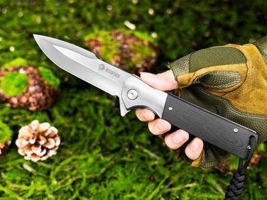 Складний ніж NedFoss BEAST, великий кишеньковий ніж зі сталі D2 10 см з руків'ям G10, гострий одноручний ніж з піхвами та шарикопі