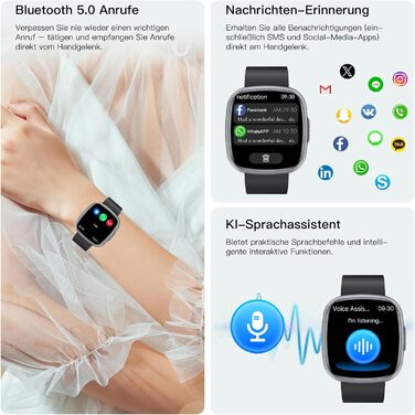 Розумний годинник 2026 для чоловіків та жінок з ЕКГ ВСР / артеріальним тиском / ІМТ / сечовою кислотою / лічильником крові, 1,75-дюймовий HD годинник для здоров&39я з 24-годинним моніторингом серцевого ритму, SpO2, температурою тіла, монітором сну, фітнес