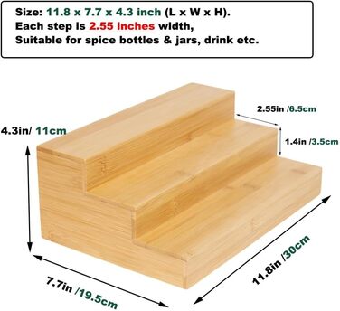 Бамбукова підставка для спецій для шафи, дерев&39яна підставка для спецій для кухні, комори, для зберігання речей, органайзер, 3 яруси, стільниця (2 шт.)