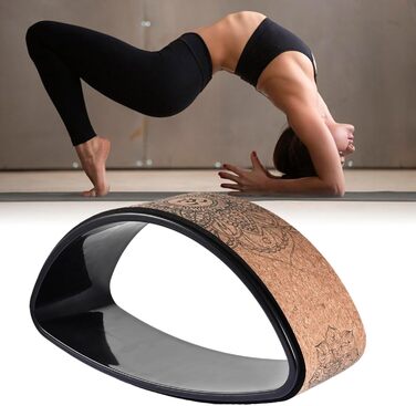 Коркове колесо для йоги для рухів на задньому колесі, прогинів, поз та тренування рівноваги розтягує спину, груди та хребет