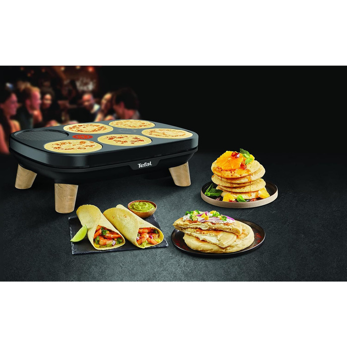 Галети, млинці Млинці для гурманів, пластикові, чорні, 900812 Tfal crpire Deux plaques amovibles antiadhsives Temprature rglable Multi Usage