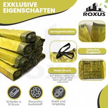 Жовтих пакетів для переробки та відходів, 90 л, 130