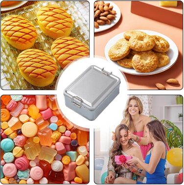 Металева коробка для зберігання прямокутна банка з білого металу з надійною кришкою, герметичні багатоцільові контейнери для кави, чаю, прикрас, цукерок, шоколаду для кухні, комори, сріблястого кольору