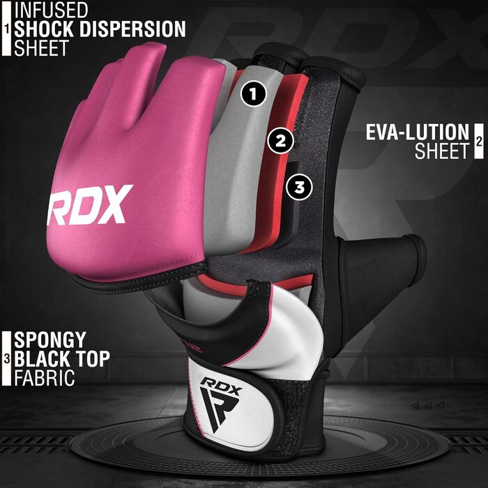 Професійні рукавички RDX MMA, греплінг, спаринг, тренування, шкіра майя, кікбоксинг, бойові мистецтва з підкладкою, муай-тай, боксерський мішок, мішки з піском, боксерські рукавички, чоловічі та жіночі бойові мистецтва, рожевий колір S