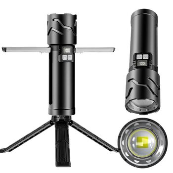 Телескопічний кемпінговий ліхтарик LIXADA, акумуляторний ліхтарик, світлодіодний багатофункціональний кемпінговий ліхтарик ємністю 5500 мАг, наметовий ліхтарик зі штативом, висувний складаний підвісний ліхтарик для походів, риболовлі, подорожей (чорний) 0
