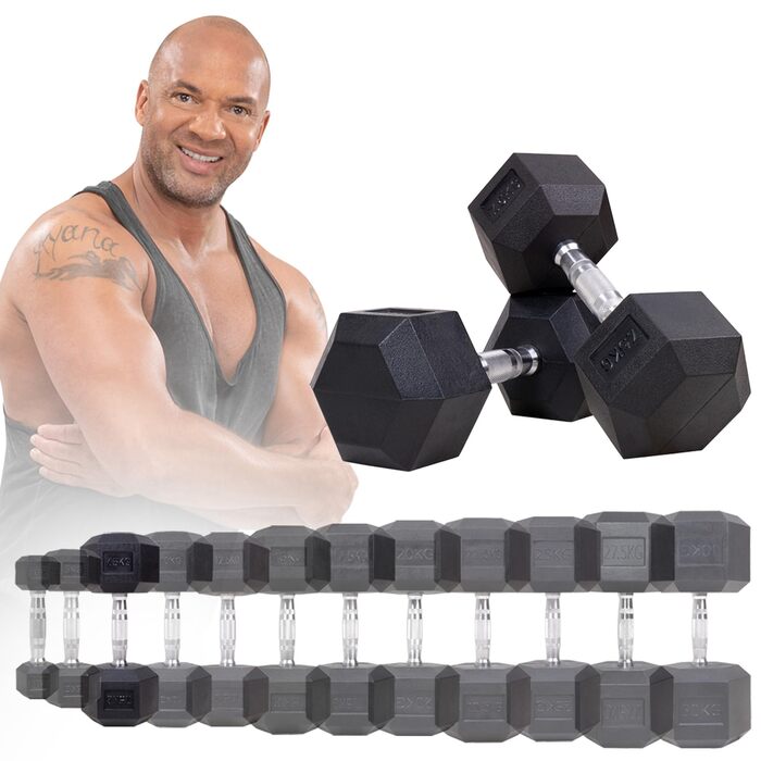 Гантелі шестигранні Miweba Sports HGH100 Пара по 12.5 кг (діапазон 2.5-30.0 кг)