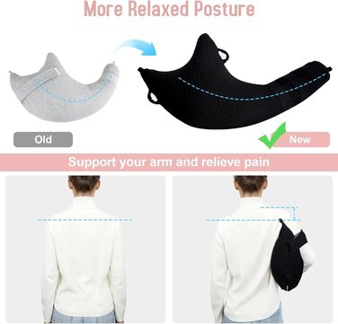 Подушка ротаторної манжети плеча, покращена подушка для підтримки плеча для полегшення симптому замороженого плеча, засіб для догляду після операції на руці, подушка для руки для знеболення при переломі руки, чорна