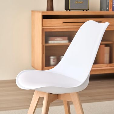 Обідні стільці, ніжки з масиву дерева товщиною 28 мм, м&39який стілець, обідній стілець Oslo, комплект з 4 шт. , білий, 521249 4 Білий