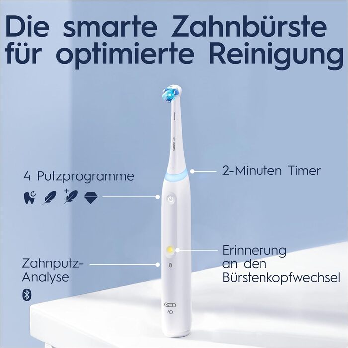 Електрична зубна щітка Oral-B iO Series 4, 4 режими чищення для догляду за зубами, подарунок до Дня Святого Валентина для нього/неї, розроблений Braun, досить білий, ПЕРЕМОЖЕЦЬ ТЕСТУ Stiftung Warentest (12/2023)