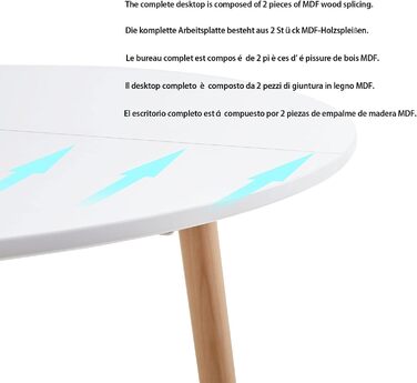 Невеликий обідній стіл HJ WeDoo, круглий обідній стіл, кухонний стіл 80x80x74 см, обідній стіл для кухні, їдальні, вітальні та офісу, білий