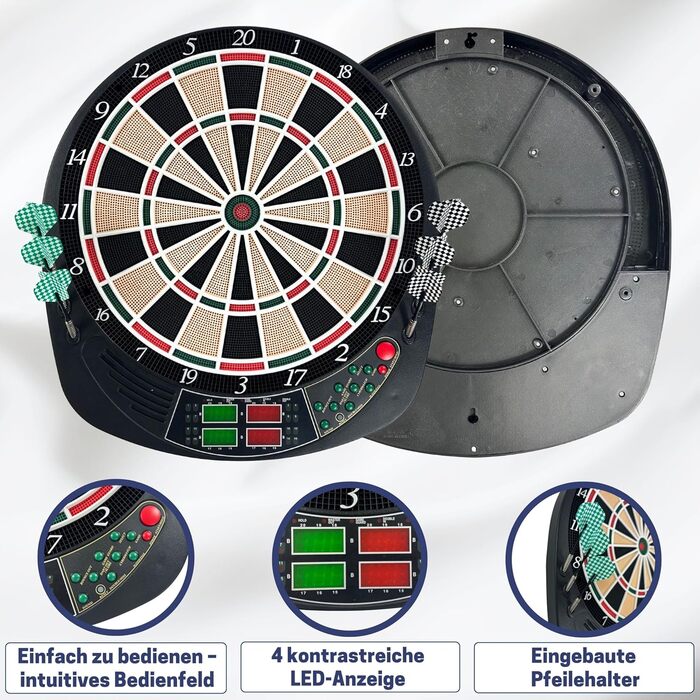Найкращий спортивний електронний дартс Coventry - 27 ігор зі 159 варіаціями, до 16 гравців, 12 дротиків та запасні наконечники, світлодіодний дисплей, звуковий ефект, білий павук із тайфуном - м&39які дартс, 3 шт.