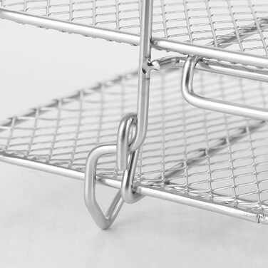 Решітка для гриля для фритюрниці LOLYSIC 2 шт. , 19 x 12.8 x 11.5 см, тришаровий багатоцільовий гриль, знімний дренаж і дегідратор з нержавіючої сталі 304, пароварка для їжі