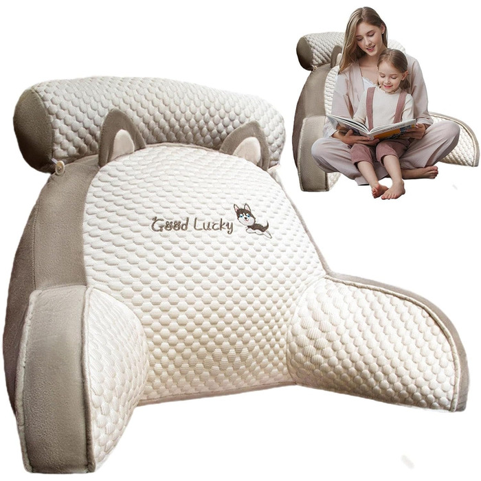 Мила подушка для сидіння KSHSAA, подушка для читання, подушка для підтримки спини, диван з підлокітником, спинка для ліжка для відпочинку, перегляду, гри, зі знімним дизайном типу A, Хаскі, велика, 705025 см