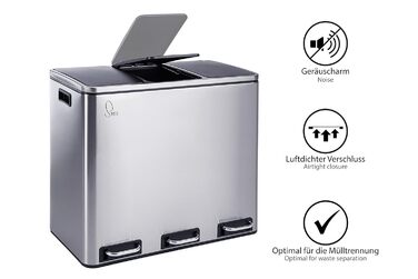 Відро для сміття з 3 відділеннями Відро для паперу 54 л Педальний відро для сміття Відро для сміття Переробка Відокремлення сміття