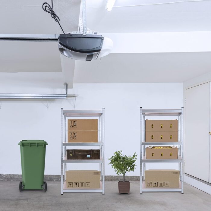 Надміцний стелаж Arebos, комплект з 2 шт. 160x80x40 см Вантажопідйомність 320 кг 4 полиці з МДФ Легке складання за допомогою вставної системи Стелаж, стелаж для зберігання, стелаж для підвалу, вставний стелаж, стелаж для майстерні, оцинкований