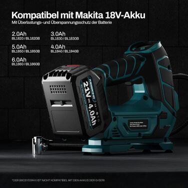 Акумуляторний компресор KIESBOHR 11 бар, велосипедний насос, електричний повітряний насос з функцією автоматичної зупинки, світлод