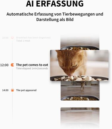 Автоматична годівниця для котів PETKIT з 2 мисками та камерою, годівниця для котів об&39ємом 5 л, автоматична годівниця для котів та собак, функція штучного інтелекту, 1-10 прийомів їжі/день, 1-30 порцій