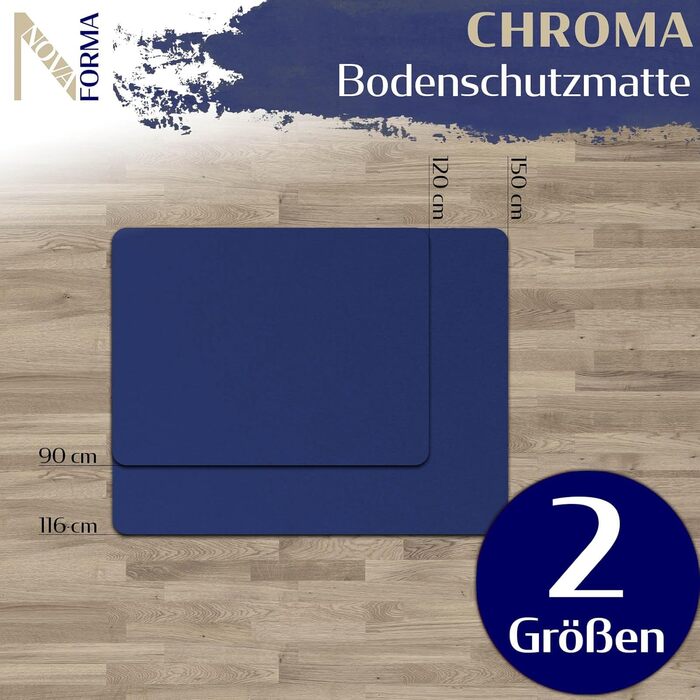 Захисний килимок для твердих підлог NOVA FORMA Chroma - кольоровий килимок для офісних крісел виготовлений з міцного, нековзного пластику PE без BPA - захищає від подряпин та зносу - 116x150 см, синій