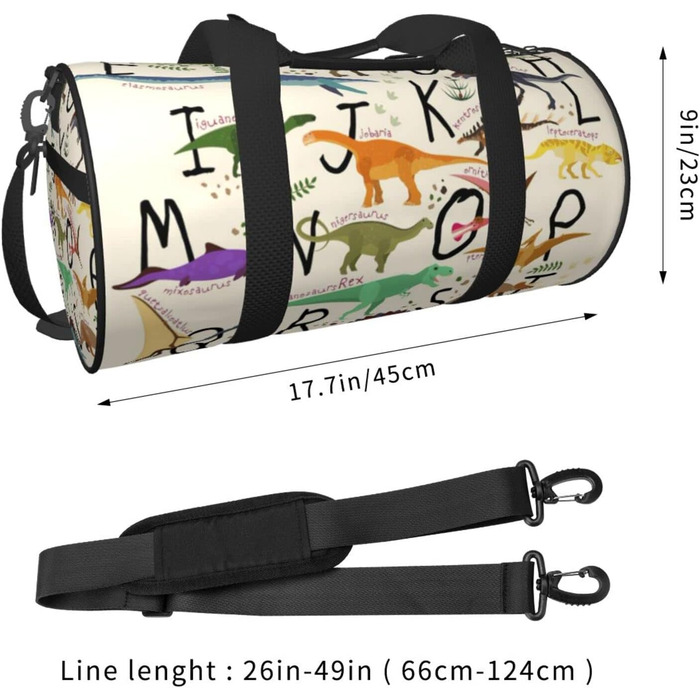 Дорожня сумка Tower Paris, кругла, великої місткості, легка та міцна, ідеальний подарунок для походів, відпустки, ділових поїздок та іншого. Стильний дизайн з динозаврами, універсальний розмір.