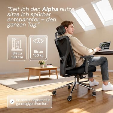 Ергономічне офісне крісло Alpha ОРІГІНАЛ Ергономічне робоче крісло з 11 налаштуваннями комфорту Ігрове крісло та поворотне крісло для дому та офісу Офісне крісло та крісло керівника до 150 кг