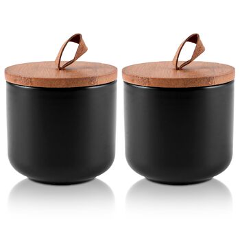 Скляні керамічні банки з кришками, керамічні контейнери для зберігання об&39ємом 260 мл/9 унцій, контейнери для зберігання продуктів з ручками, чорні цукорниці, контейнери для кавових зерен, цукру, чаю, 2