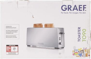 Тостер Graef Long Slot TO 90, нержавіюча сталь, срібло одинарний