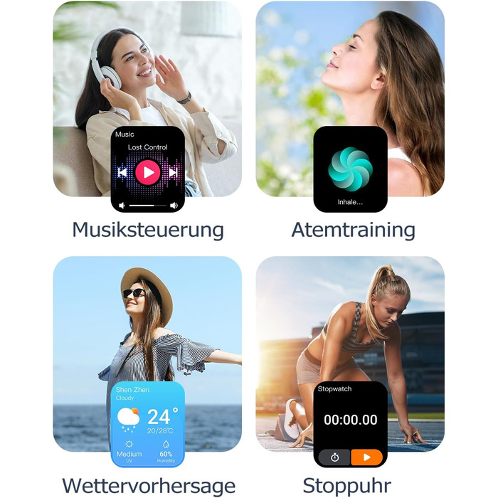 Розумний годинник GRV для чоловіків та жінок з функцією телефону, фітнес-годинник з монітором серцевого ритму, монітором SpO2, монітором сну, крокоміром, водонепроникний за стандартом IP68, багатоспортивні режими, фітнес-трекер для телефонів iOS та Androi