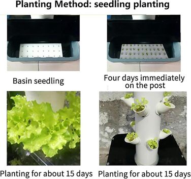 Система гідропонного вирощування. Набір для аеропоніки для вирощування трав, фруктів та овочів із гідратаційним насосом, адаптером, сітчастими горщиками, таймером для трав, фруктів та овочів, 30 Pods Hydroponics Tower Garden