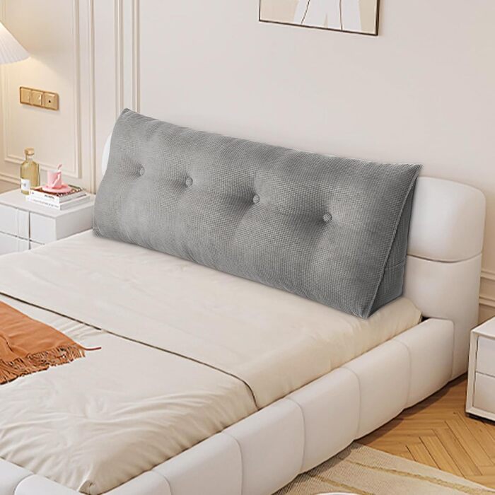 Подушка для читання Supfine для ліжка, подушка для дивана, трикутна клиноподібна подушка, кутова поперекова подушка, позиціонуюча підтримка, з чохлом, що прається (сіра, 140 x 50 x 20 см) сіра 140*50*20 см