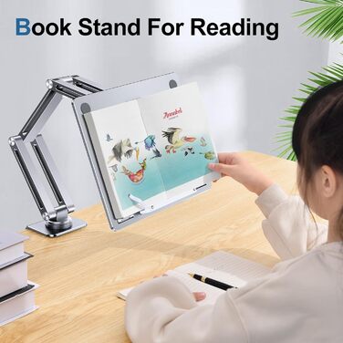 Тримач для ноутбука з поворотним механізмом на 360, алюмінієва підставка для ноутбука на стіл, регульована, складна підставка/тримач для ноутбуків та планшетів 10-16 дюймів, сріблястий