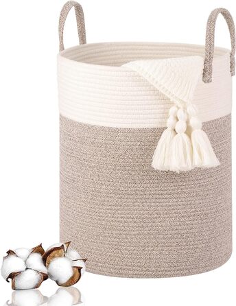 Тканий бавовняний кошик для білизни, 53L Кошик для білизни з ручкою, кошик для білизни для зберігання іграшок, кошик для білизни д