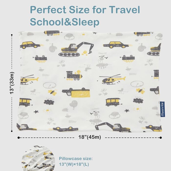 Дитяча подушка Moonrite з наволочкою, 100 бавовна, м'яка, дихаюча, можна прати, маленька подушка для малюків і дітей для ліжка, мі