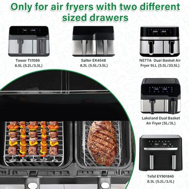 Набір аксесуарів для фритюрниці Hivio для фритюрниці Tefal 5.2 л/3.1 л, аксесуари 7 шт. аерофритюрниця, силіконова форма для фритюрниці, сумісна з Tower T17099, Lakeland 5 л/3 л і Salter Ek5729