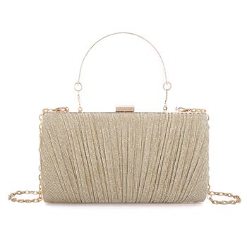 Золотий клатч для вечірок та свят жіноча сумочка з плісе та ланцюжком