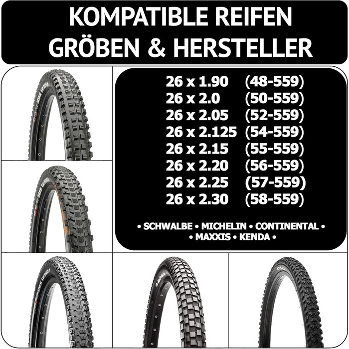 Комплект камер для велосипеда 26 дюймів Для ніпелів AV, SV, DV 26x1.90 - 26x2.30 Гірський, трекінговий, міський велосипед З монтажними лопатки та світловідбиваючими ковпачками 26 камера SV Presta 48мм (2 шт.)
