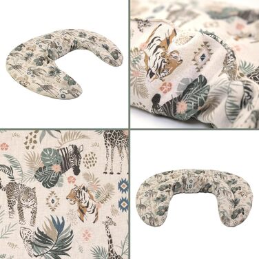 Подушка для шиї зі стійкою, органічна тканина та органічні зерна. Подушка для шиї Дикі тварини, тепла подушка - 2 в 1 - можливе тепло та холод - органічний житньо-пшеничний наповнювач