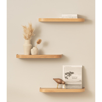 Набір настінних полиць Kazai. Toke 3 підвісні полиці зі шпону справжнього дерева Плаваюча дерев&39яна полиця як настінна прикраса та місце для зберігання у ванній кімнаті, вітальні, кухні, спальні тощо Дуб 47 см x 13 см (комплект з 3 шт.)