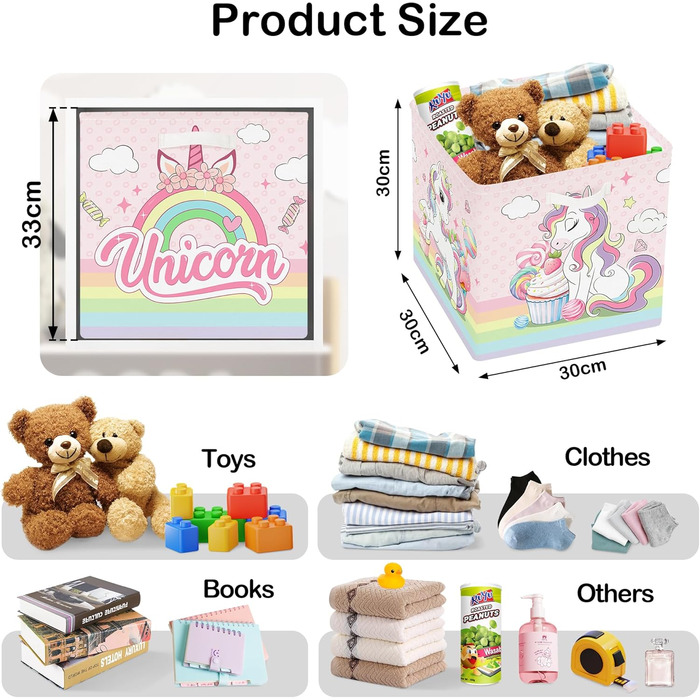 Коробка для зберігання 3 шт. и єдиноріг веселковий кошик для зберігання дітей складаний хмара зірка куб органайзер для іграшок, книг та одягу, макаронів, 30