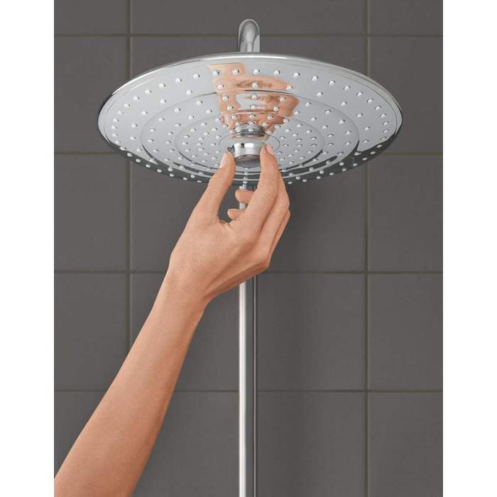 Душовий набір GROHE Vitalio Joy 260 без змішувача, економний (8 л/хв), з верхнім душем (3 режими струменя) та штангою 74 см, хром, 27421002, Ø 260 мм
