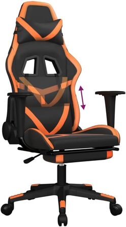 Геймерське крісло, офісне крісло, з підставкою для ніг, чорно-помаранчеве, штучна шкіра