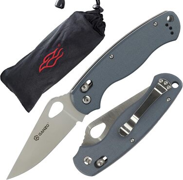 Складний кишеньковий ніж Ganzo G729-GY, лезо з нержавіючої сталі 440C, ергономічна рукоятка G10 з кліпсою, полювання, риболовля, к
