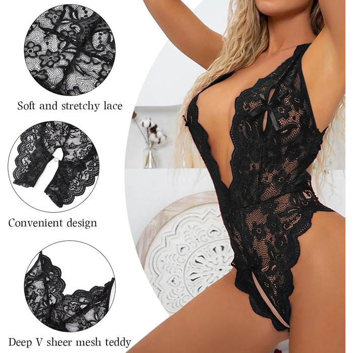 Сексуальний боді-бебідолл OhYeahLady, мереживний, чорний, L