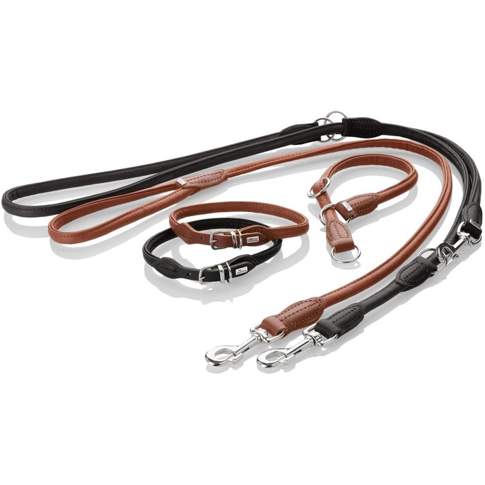 Ошийник для собак HUNTER Round & Soft Canadian UP, колір коньяк, м'яка та гладка шкіра, класичний дизайн, делікатний до шерсті, круговий прошитий, екологічно стійкий, виготовлено в Німеччині, розмір 45 коньяк 45