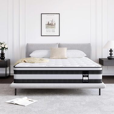 Матрац Inofia H3/H4 180200 28 см - 7-зонний пружинний матрац, пружинний матрац KhlNest у формі кишенькової платформи, сертифікований Oeko-Tex бочковий пружинний матрац у формі кишенькової платформи - 100 ночей пробного сну 180200 см