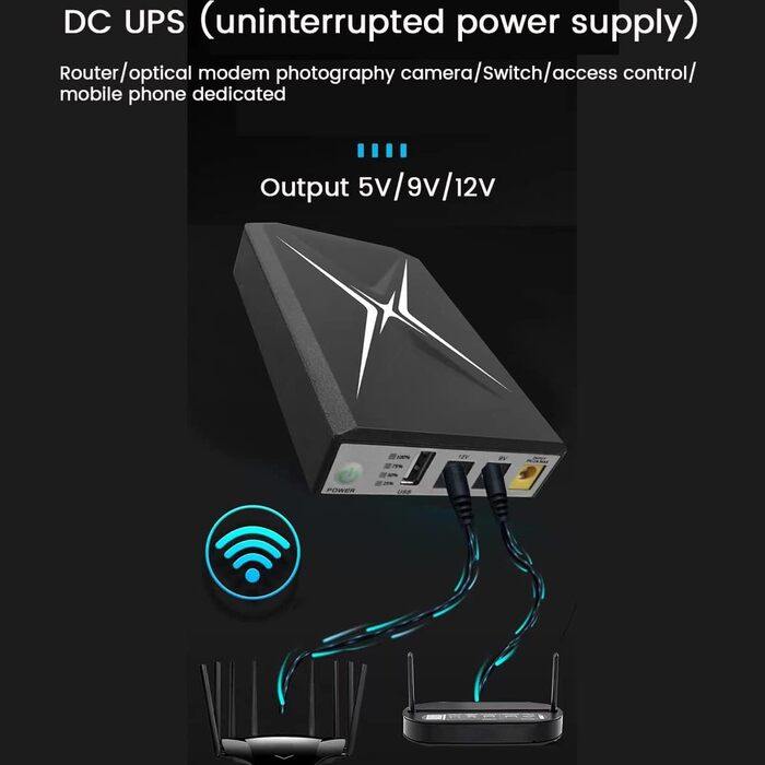 Джерело безперебійного живлення Kliplinc 5 В 9 В 12 В Міні ДБЖ USB 10400 мАг/18 Вт Резервне для бездротового маршрутизатора CCTV