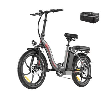 Дюймовий складаний електровелосипед-фетбайк (2026) - акумулятор 36 В 20 Аг, двигун 250 Вт, вантажопідйомність 140 кг, 25 км/год, E-MTB 20 - унісекс електровелосипед для жінок та чоловіків, сірий, сумка на спинку, 20 20-