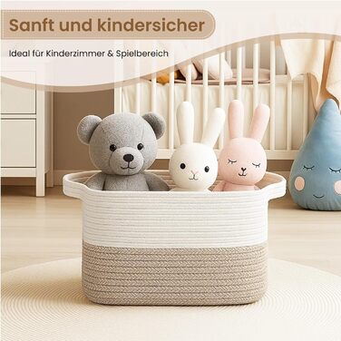 Набір із 3 невеликих кошиків для зберігання, бавовняні полиці-кошики для полиць, дитяча кімната, вітальня, дитяча кімната, ванна кімната, 30x25x24 см, білий та коричневий.