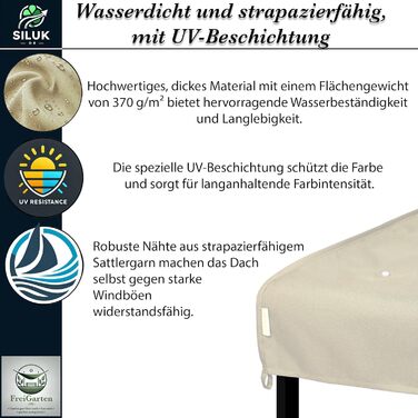 Замінний дах для садового павільйону 3 x 3 м, водонепроникний, матеріал Панама, м&39який ПВХ Панама 370 г/м, надзвичайно міцний, бежевий