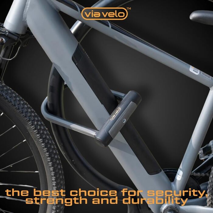 Замок Via Velo Bike U Lock Серьга Elite U Lock зі сталі 20CrMnTi, стійка до крадіжки, 17 мм, сертифікована Sold Secure Diamond для електровелосипедів, електричних складних замків та електричних самокатів. Великий U-подібний замок.