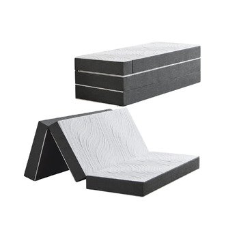 Розкладний матрац, розкладний гостьовий матрац 120 x 195 x 15 см, можна прати та складати, 4-секційний розкладний матрац зі знімним чохлом для подорожей, кемпінгу, гостьове ліжко, сірий, 120x195 15,0 сантиметрів